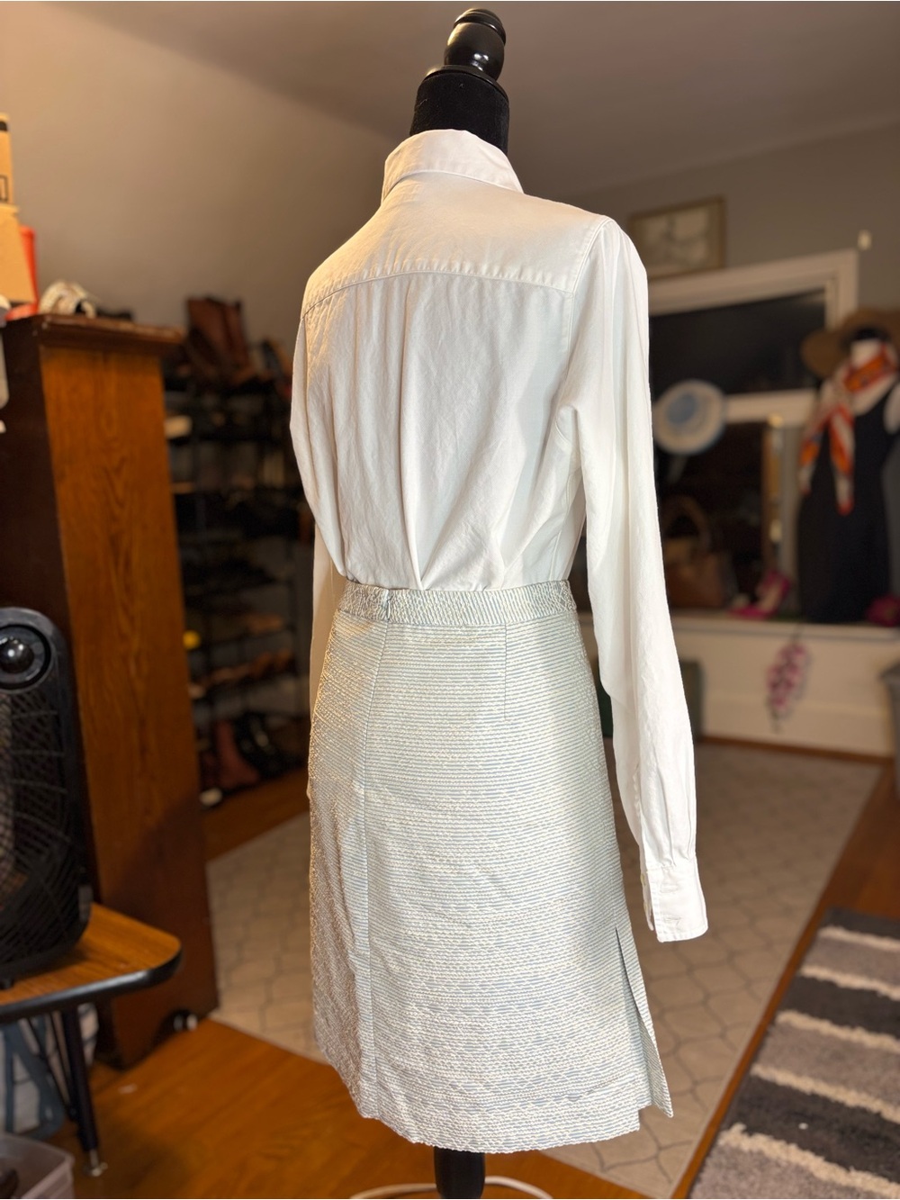Brooks Brothers 346 Pencil Skirt Size 10 Blue White Textured Woven NWT - Picture 9 of 10